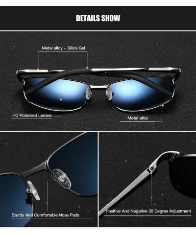 Polarized Sunglasses for Men UV Protection Rectangular Alloy Frame for Driving Fishing Golf Travel Beach - Grey - CD18XQX629X...