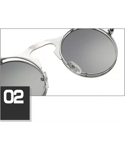 Steampunk Style Round Flip Up Mirror Sunglasses Metal Frame UV400 Spectacles - Silver Frame Silver Frame - CN18EMSR6GW $9.85 ...