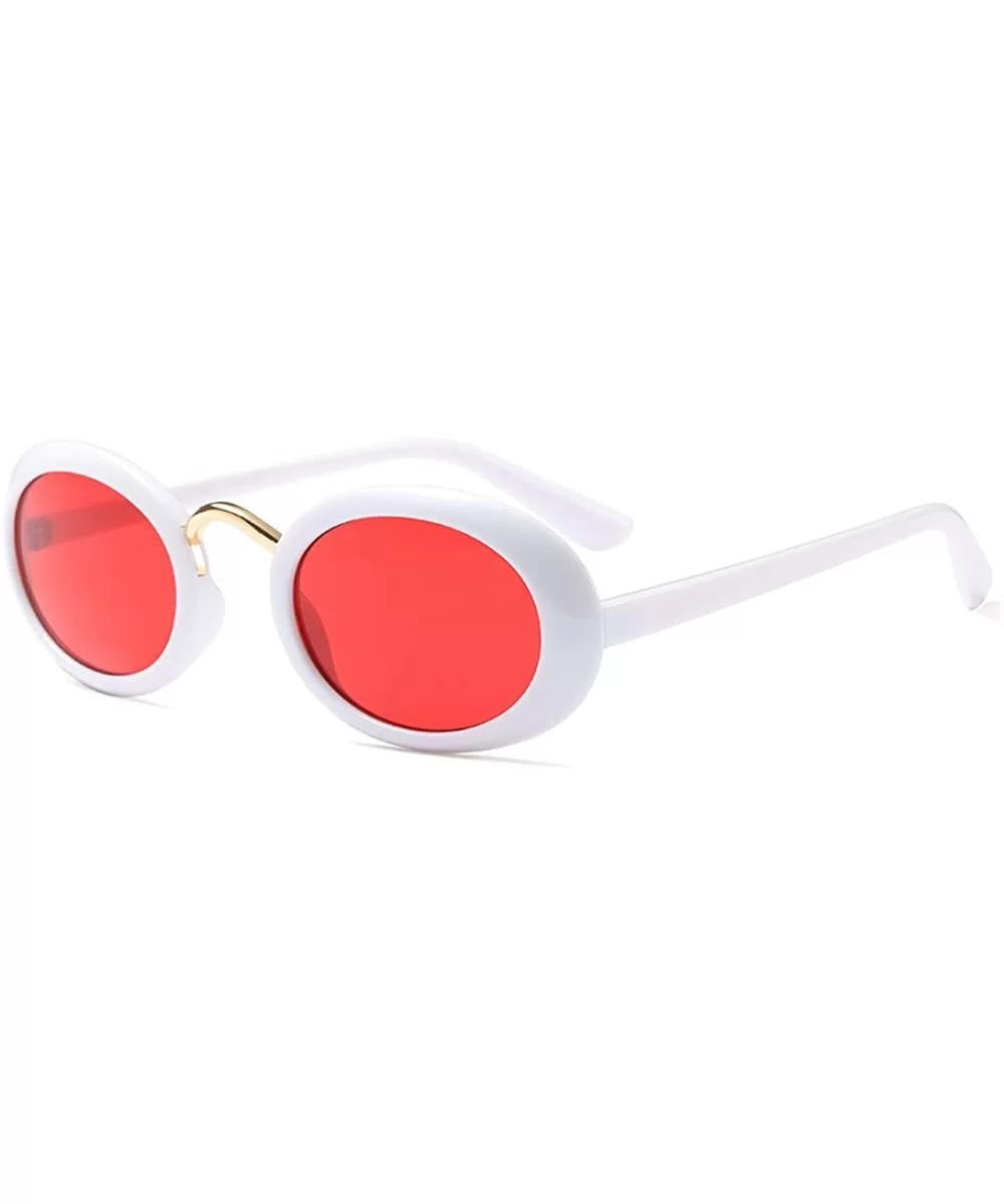 Women Fashion Fancy Retro Eyeglasses Party Eyewear Classic Oval Sunglasses - White/Red - CG1805RRS9C $13.81 Oval