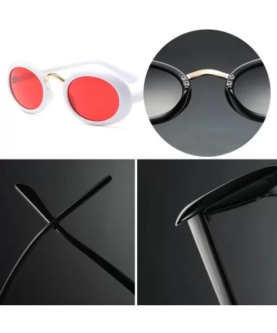 Women Fashion Fancy Retro Eyeglasses Party Eyewear Classic Oval Sunglasses - White/Red - CG1805RRS9C $13.81 Oval