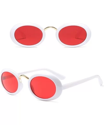 Women Fashion Fancy Retro Eyeglasses Party Eyewear Classic Oval Sunglasses - White/Red - CG1805RRS9C $13.81 Oval