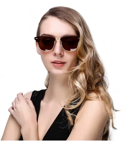 Semi Rimless Polarized Sunglasses for Women Men- Unisex Sunglasses with Half Frame - 2 Pcs-brown + Gold Black - C6195REAMWD $...