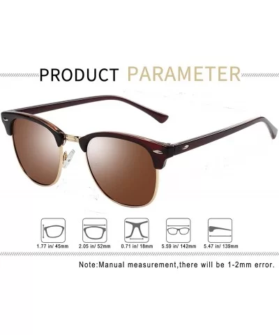 Semi Rimless Polarized Sunglasses for Women Men- Unisex Sunglasses with Half Frame - 2 Pcs-brown + Gold Black - C6195REAMWD $...