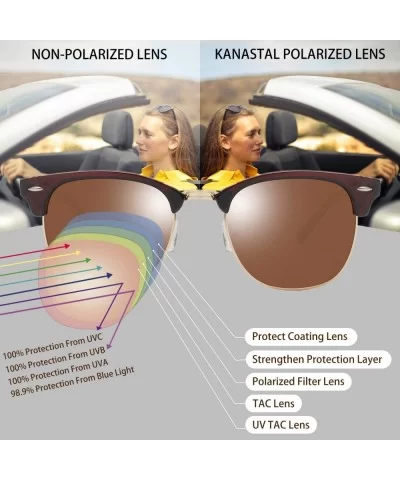 Semi Rimless Polarized Sunglasses for Women Men- Unisex Sunglasses with Half Frame - 2 Pcs-brown + Gold Black - C6195REAMWD $...