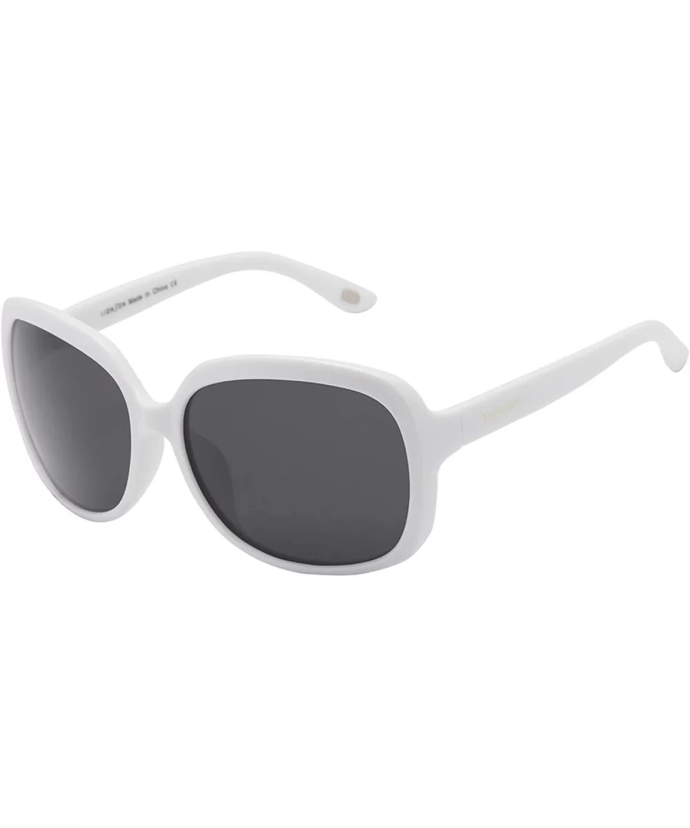 Oversized Womens Sunglasses Polarized uv Protection Simple Sunglasses LSP301 - Polarized Beige White - CN11YWH29KX $25.38 Round