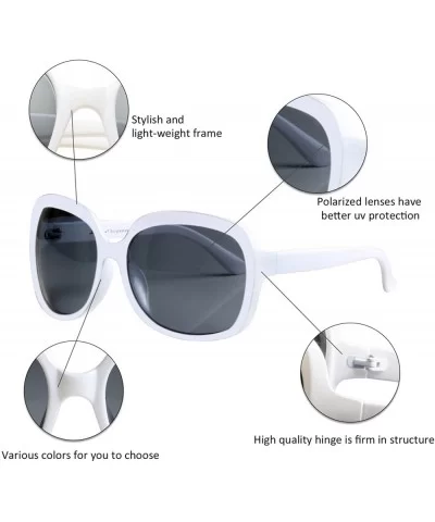 Oversized Womens Sunglasses Polarized uv Protection Simple Sunglasses LSP301 - Polarized Beige White - CN11YWH29KX $25.38 Round