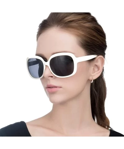 Oversized Womens Sunglasses Polarized uv Protection Simple Sunglasses LSP301 - Polarized Beige White - CN11YWH29KX $25.38 Round