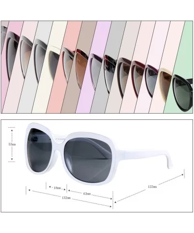 Oversized Womens Sunglasses Polarized uv Protection Simple Sunglasses LSP301 - Polarized Beige White - CN11YWH29KX $25.38 Round