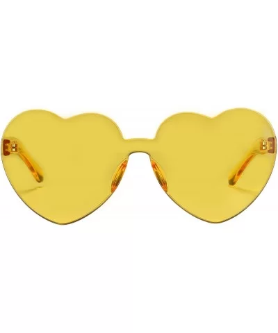 One Piece Heart Shaped Rimless Sunglasses Transparent Candy Color Eyewear - 1-red+yellow - CL18GYK99XX $14.87 Oversized