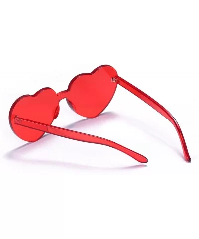 One Piece Heart Shaped Rimless Sunglasses Transparent Candy Color Eyewear - 1-red+yellow - CL18GYK99XX $14.87 Oversized