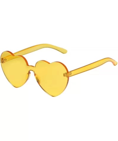 One Piece Heart Shaped Rimless Sunglasses Transparent Candy Color Eyewear - 1-red+yellow - CL18GYK99XX $14.87 Oversized