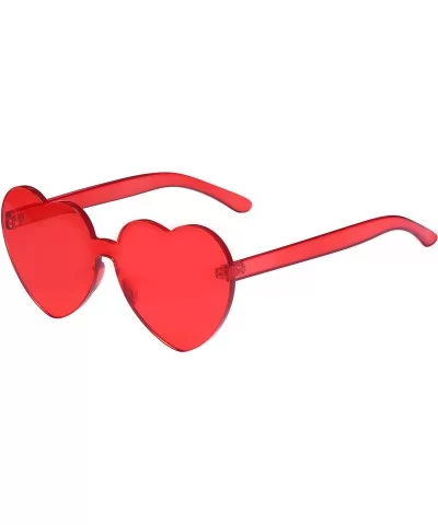 One Piece Heart Shaped Rimless Sunglasses Transparent Candy Color Eyewear - 1-red+yellow - CL18GYK99XX $14.87 Oversized