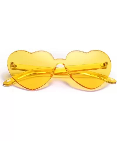 One Piece Heart Shaped Rimless Sunglasses Transparent Candy Color Eyewear - 1-red+yellow - CL18GYK99XX $14.87 Oversized