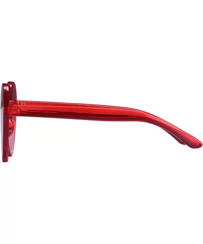 One Piece Heart Shaped Rimless Sunglasses Transparent Candy Color Eyewear - 1-red+yellow - CL18GYK99XX $14.87 Oversized