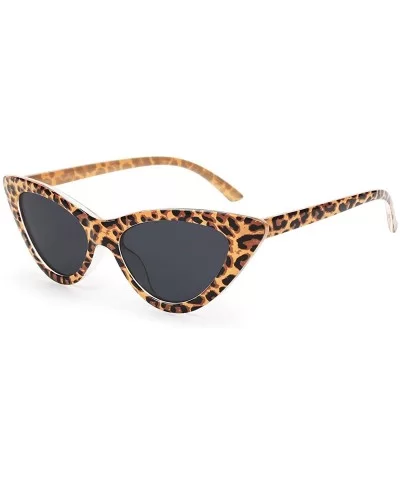 Retro Vintage Narrow Cat Eye Sunglasses for Women Clout Goggles Plastic Frame - A-leopard - C718U2HCDU4 $14.56 Oval