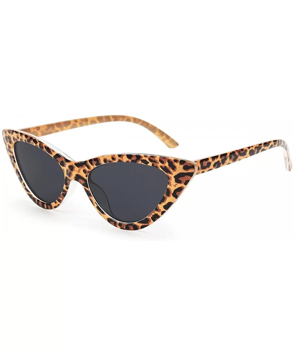 Retro Vintage Narrow Cat Eye Sunglasses for Women Clout Goggles Plastic Frame - A-leopard - C718U2HCDU4 $14.56 Oval