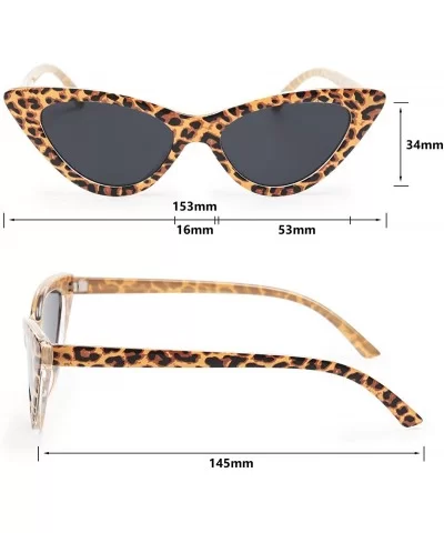 Retro Vintage Narrow Cat Eye Sunglasses for Women Clout Goggles Plastic Frame - A-leopard - C718U2HCDU4 $14.56 Oval