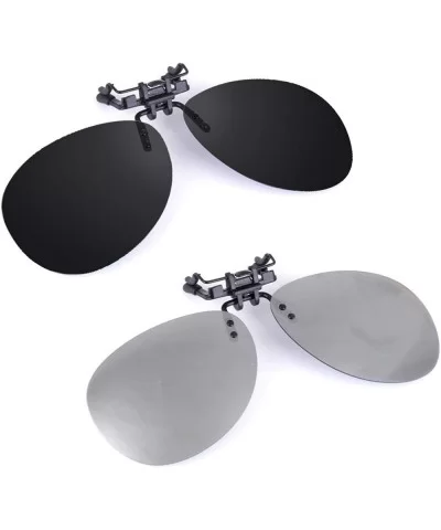 Clip-on Flip Up Polarized Rimless Pilot Sunglasses Over Prescription Glasses for Men Women - CY18N6ML538 $20.87 Square