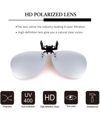 Clip-on Flip Up Polarized Rimless Pilot Sunglasses Over Prescription Glasses for Men Women - CY18N6ML538 $20.87 Square