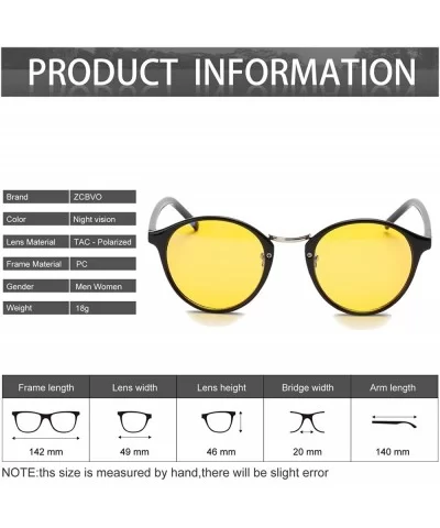 Night Vision Glasses Anti-glare Polarized Driving Sunglasses Round Sun Glasses for women&men - C2 - C118E7CHWT5 $23.38 Round