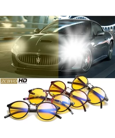 Night Vision Glasses Anti-glare Polarized Driving Sunglasses Round Sun Glasses for women&men - C2 - C118E7CHWT5 $23.38 Round