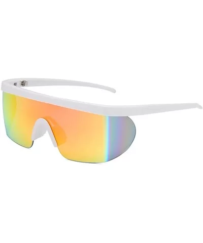 Wrap Around Sport Sunglasses for men women Semi Rimless Lens Retro Super Shield Rainbow Mirrored Lens sunglasses - CQ198CUZHL...