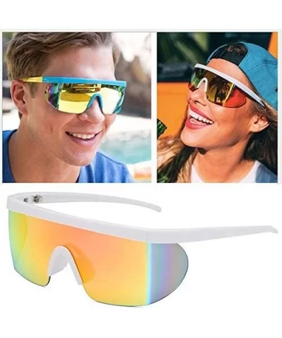 Wrap Around Sport Sunglasses for men women Semi Rimless Lens Retro Super Shield Rainbow Mirrored Lens sunglasses - CQ198CUZHL...