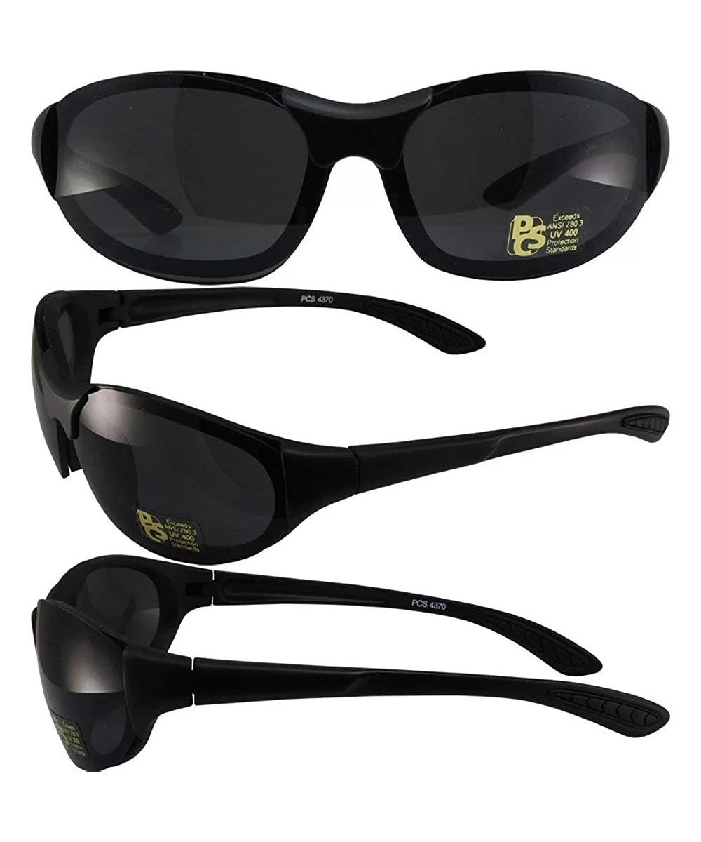 Flash Safety Sunglasses Matte Black Frames Smoke Lens - CE11UZPAZTR $14.38 Sport