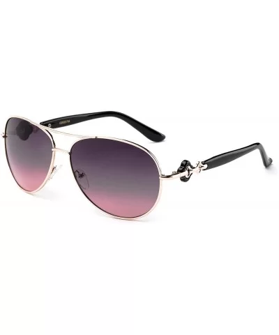 Yakoto" - Modern Celebrity Design Oversized Aviator Style Fashion Sunglasses for Women - Gold/Purple - CY17YEZ8WOK $13.17 Ove...