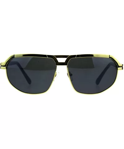 Mens Luxury Metal Rim Mobster Hip Hop Gangster Sunglasses - Yellow Gold Black - CQ18C7HNDOT $17.43 Rectangular