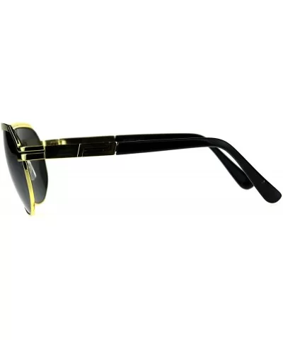 Mens Luxury Metal Rim Mobster Hip Hop Gangster Sunglasses - Yellow Gold Black - CQ18C7HNDOT $17.43 Rectangular