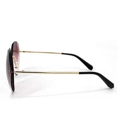 Oversized Rimless Sunglasses Geometric Gradient Lens Eyewear Diamond Cutting Glasses - Gold-purple - CM18WRUI9I6 $34.77 Overs...