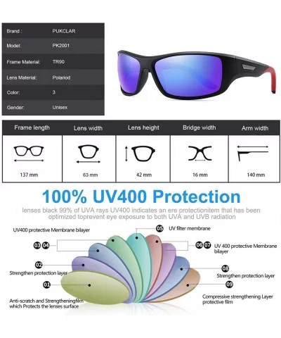 Polarized Sunglasses Driving Unbreakable - C3 Blue Mirrored Lens - CN18UDHX05Z $32.83 Goggle