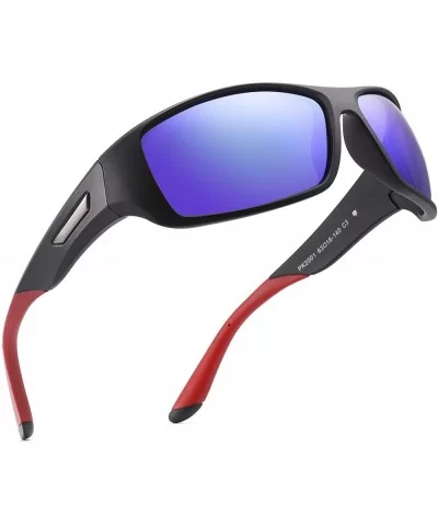 Polarized Sunglasses Driving Unbreakable - C3 Blue Mirrored Lens - CN18UDHX05Z $32.83 Goggle