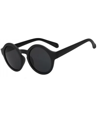 Unisex UV400 Retro Vintage Mirror glasses Round Circle Sunglasses Eyewear - Matte Black - CH18ET45NHN $10.91 Round