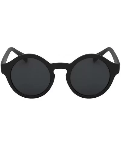 Unisex UV400 Retro Vintage Mirror glasses Round Circle Sunglasses Eyewear - Matte Black - CH18ET45NHN $10.91 Round