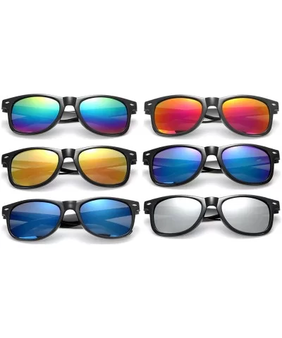 12 Pack Vintage 80's Retro Unisex Neon Sunglasses Party Favors for Kids and Adults - Black Mirrored - CE198DQCSE3 $23.51 Square