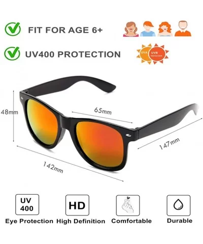 12 Pack Vintage 80's Retro Unisex Neon Sunglasses Party Favors for Kids and Adults - Black Mirrored - CE198DQCSE3 $23.51 Square