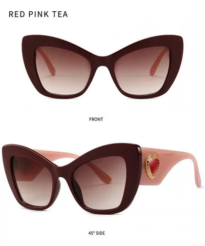 Women Oversized Cateye Sunglasses Stylish Inspired - Wine - CS18O69OM3I $18.21 Oversized