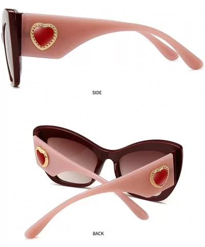 Women Oversized Cateye Sunglasses Stylish Inspired - Wine - CS18O69OM3I $18.21 Oversized