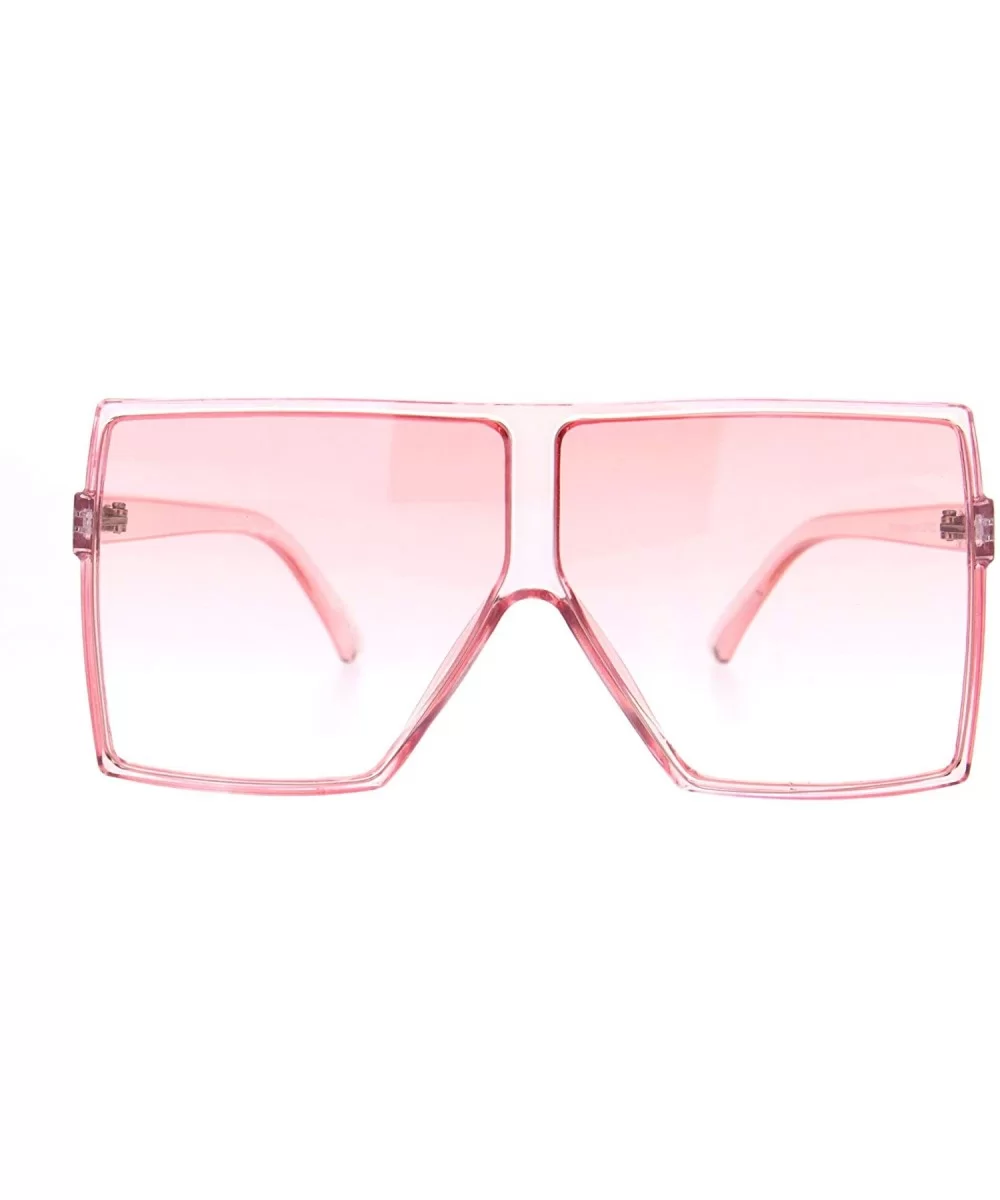 Unique Oversize Retro Squared Rectangular Plastic Mobster Sunglasses - Pink - CB18N6C05OU $17.19 Oversized