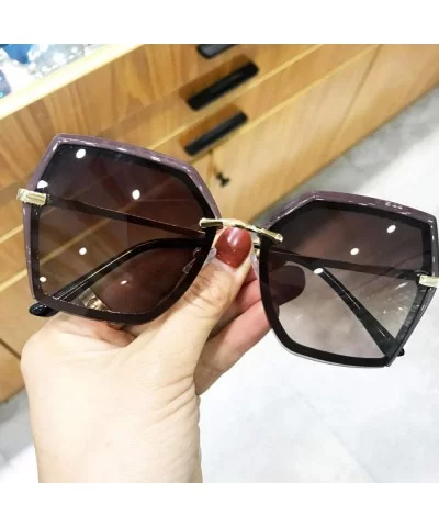 Large Frame Polarized Driving Sunglasses Female Square Fashion Cover Face Personality Sunglasses - C318X5H5E3K $75.05 Square