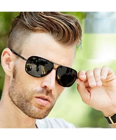 Polarized Aviator Sunglasses for Men Uv Protection - Round Sunglasses - Oversized Sunglasses - Round Black1 - CE18C3UXCDT $28...