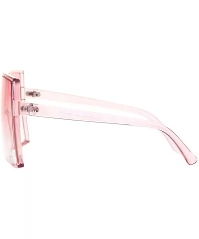 Unique Oversize Retro Squared Rectangular Plastic Mobster Sunglasses - Pink - CB18N6C05OU $17.19 Oversized