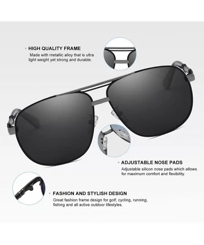 Polarized Aviator Sunglasses for Men Uv Protection - Round Sunglasses - Oversized Sunglasses - Round Black1 - CE18C3UXCDT $28...