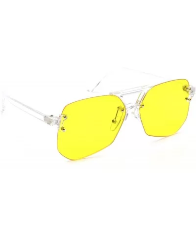 Oversized Rimless Flat Top Keyhole Bridge Flat Lens Aviator Sunglasses - Yellow - C918EQ8QUOM $15.73 Rimless
