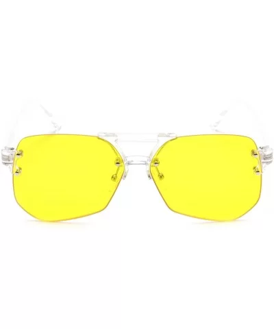 Oversized Rimless Flat Top Keyhole Bridge Flat Lens Aviator Sunglasses - Yellow - C918EQ8QUOM $15.73 Rimless