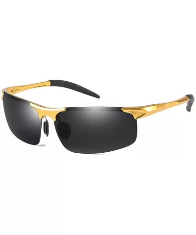 Men's Polarized Sports Riding Glasses Smart Photochromic Glasses - Gold Grey C5 - CK1905GXY5U $25.92 Square