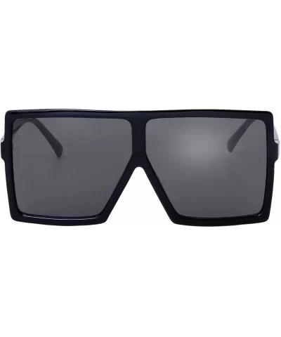 Large Oversized Fashion Square Flat Top Sunglasses - Exquisite Packaging - 1-black - CD18696GS8R $12.50 Round