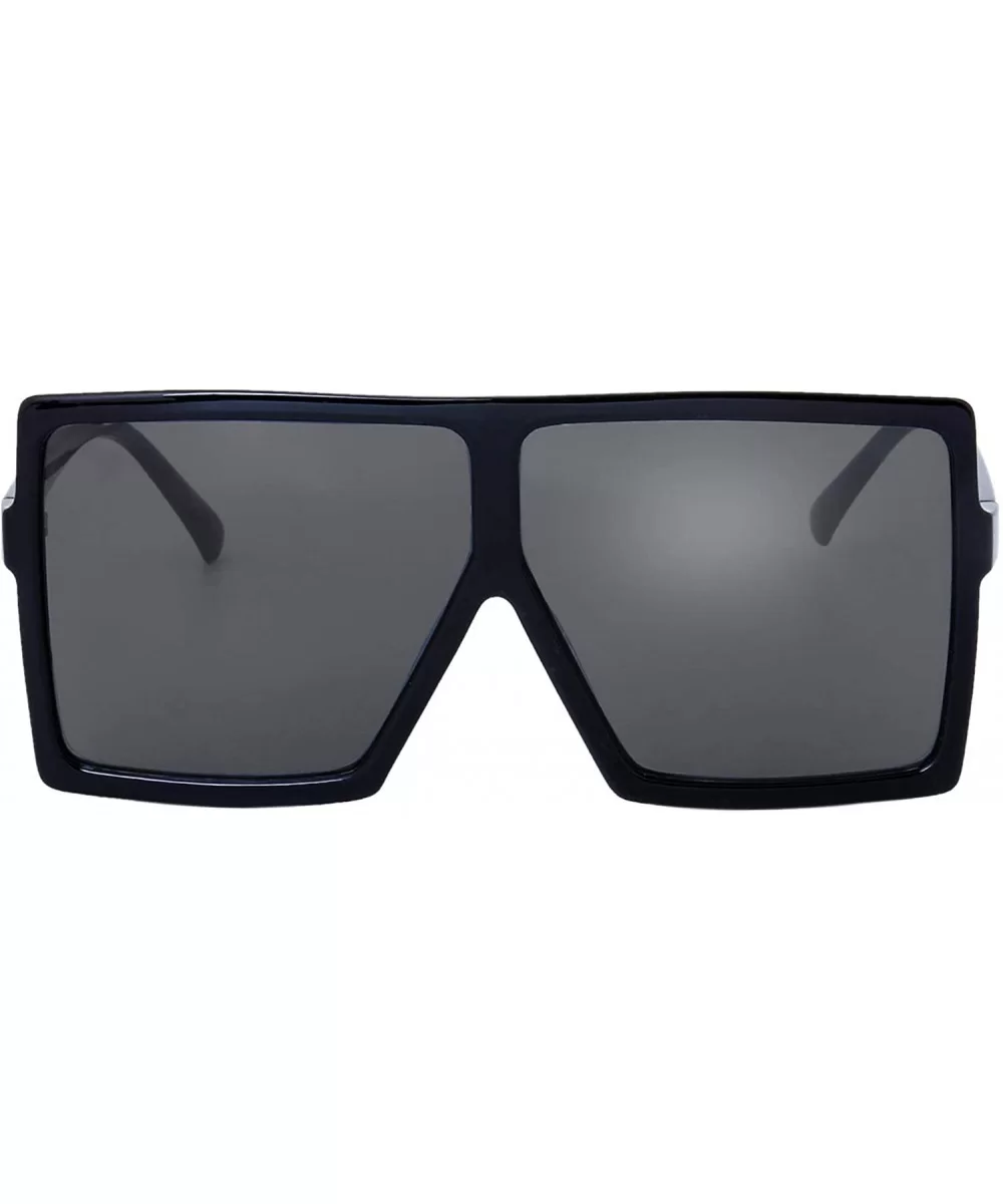 Large Oversized Fashion Square Flat Top Sunglasses - Exquisite Packaging - 1-black - CD18696GS8R $12.50 Round